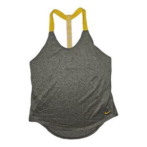 Nike Tank Top Women's Small Racer Back Loose Gray Yellow Active Running Outdoors